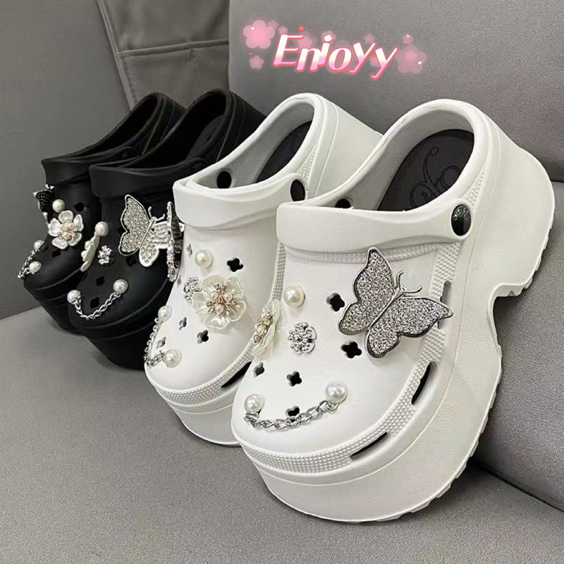 🍓EnJoy🍓 พร้อมส่ง (TO-2024/
DOLL-1) องเท้าหัวโต EVA แบบสวม แถมตัวติดโซ่ เสริมส้น 8 cm สีสดใส สวยเท่ มีสายรัดส้น