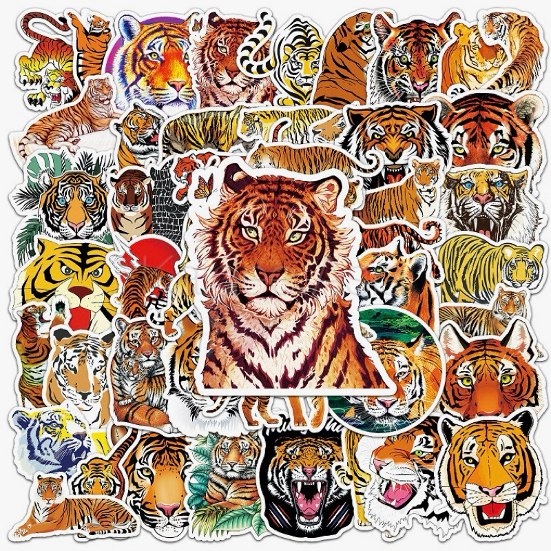 ✅ ขายดี Sticker S49 สติกเกอร์กันน้ำ ลายเสือ สำหรับตกแต่ง งาน DIY จำนวน 50 ชิ้น