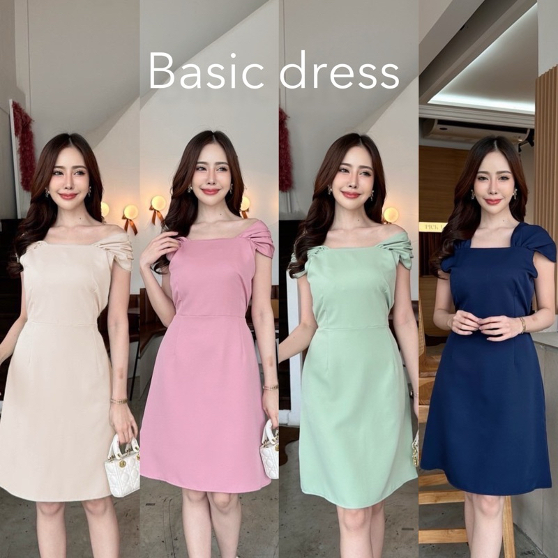 Basic dress เดรสน่ารัก เรียบๆสไตล์สาวหวาน ป้าย mabel