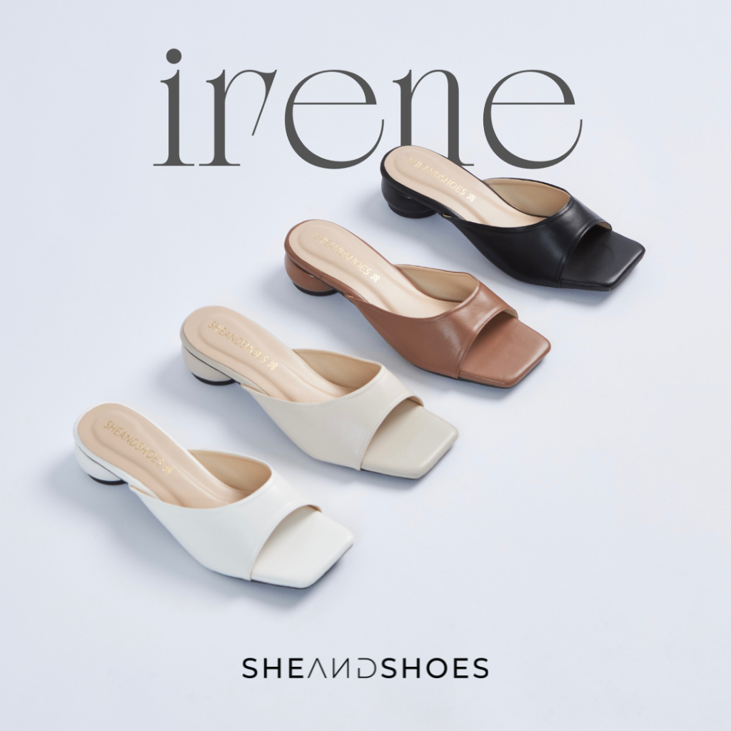 Irene รองเท้าส้นสูง 1 นิ้ว [ Sz. 36-42 ] เก็บทรงหน้าเท้าสวย ***เท้าอวบกว้าง แนะนำ +1 ไซส์ ***