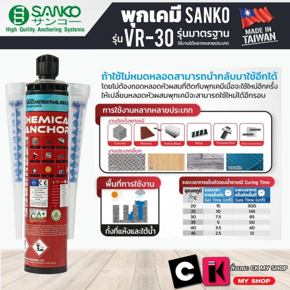 พุกเคมี ซันโก (SANKO) รุ่น VR30 ใช้งานได้หลากหลายประเภท ขนาด 300 มล.