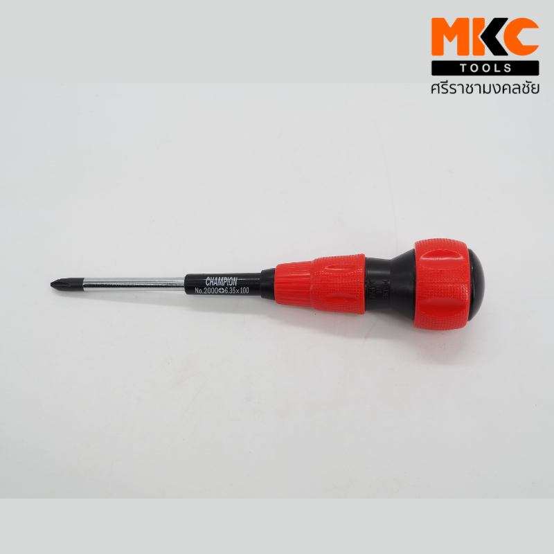 CHAMPION ไขควงแฉกไม่ทะลุด้ามหุ้มยางแกนขาว 8" PH2 2000