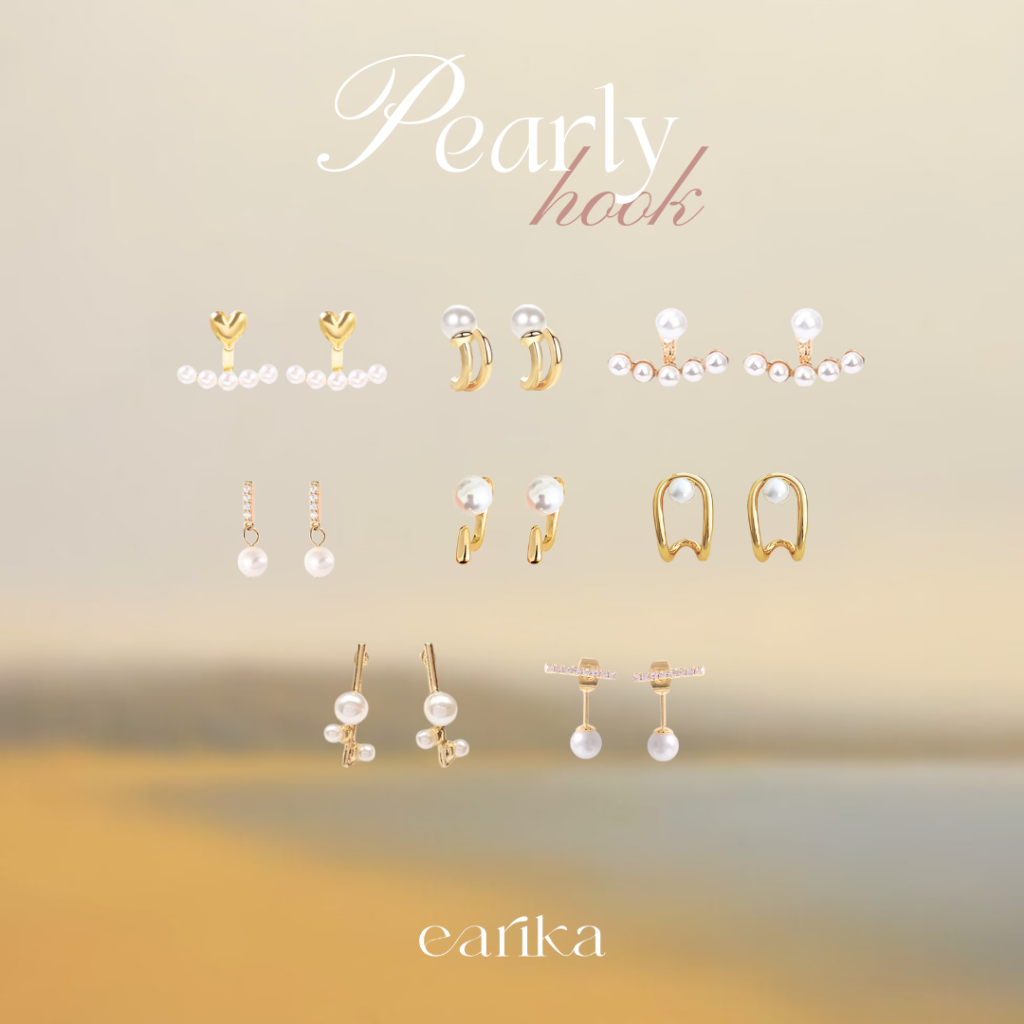 earika.earrings - pearly hook ต่างหูห้อยไข่มุกก้านเงินแท้ ผิวแพ้ง่ายใส่ได้