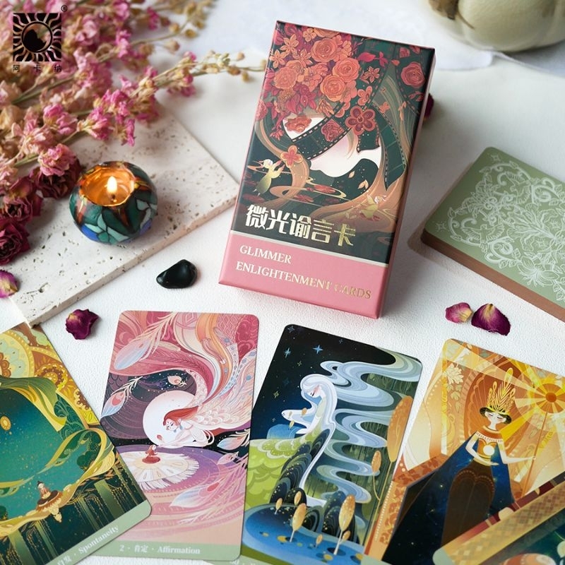 Grimmer Enlightenment Oracle ไพ่ออราเคิลแท้ขอบสีชมพูโรสโกดล์ ไพ่ยิปซี ไพ่ทาโร่ต์ ไพ่ออราเคิล Tarot Oracle