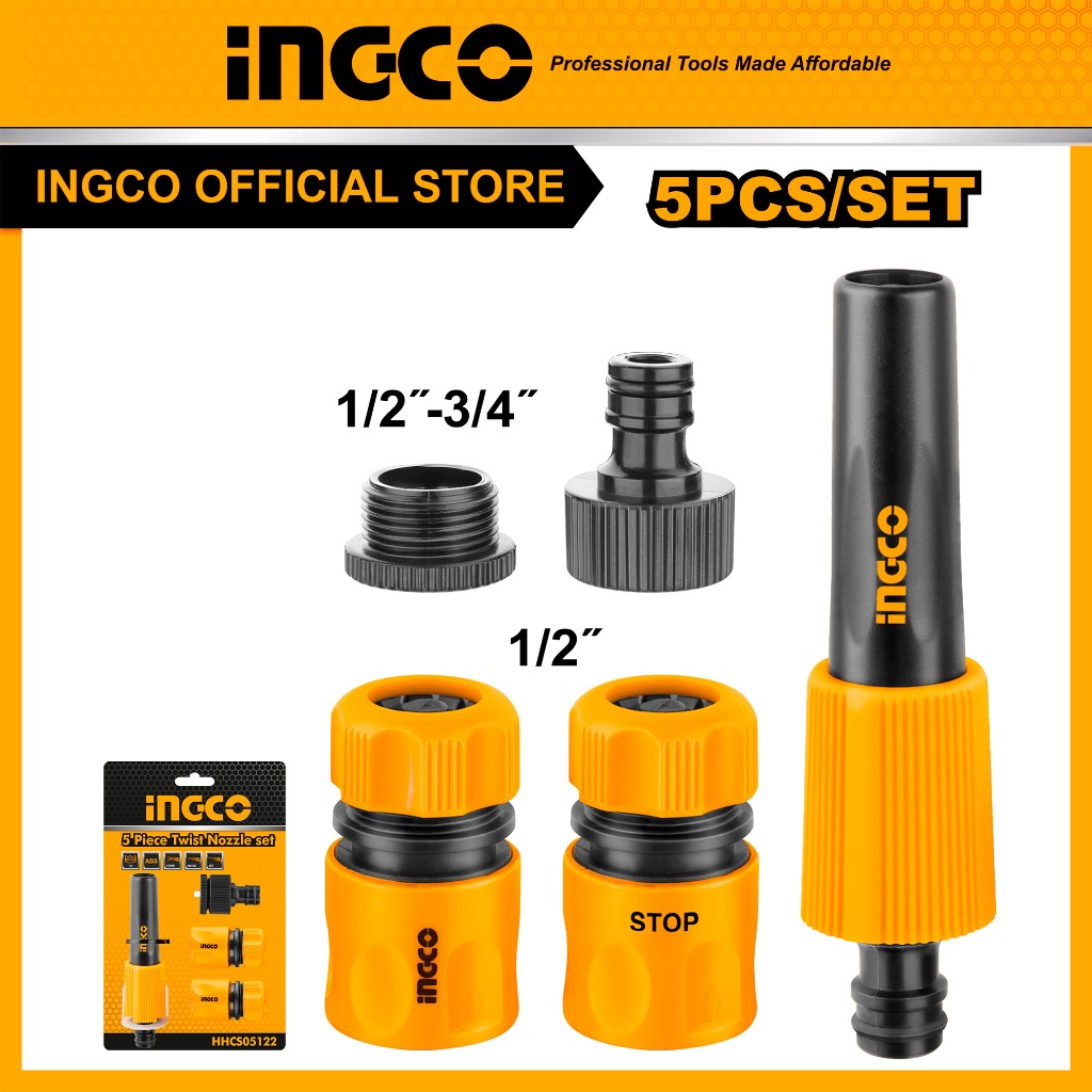 INGCO ชุดข้อต่อสายยาง 5 ชิ้น HHCS05122
