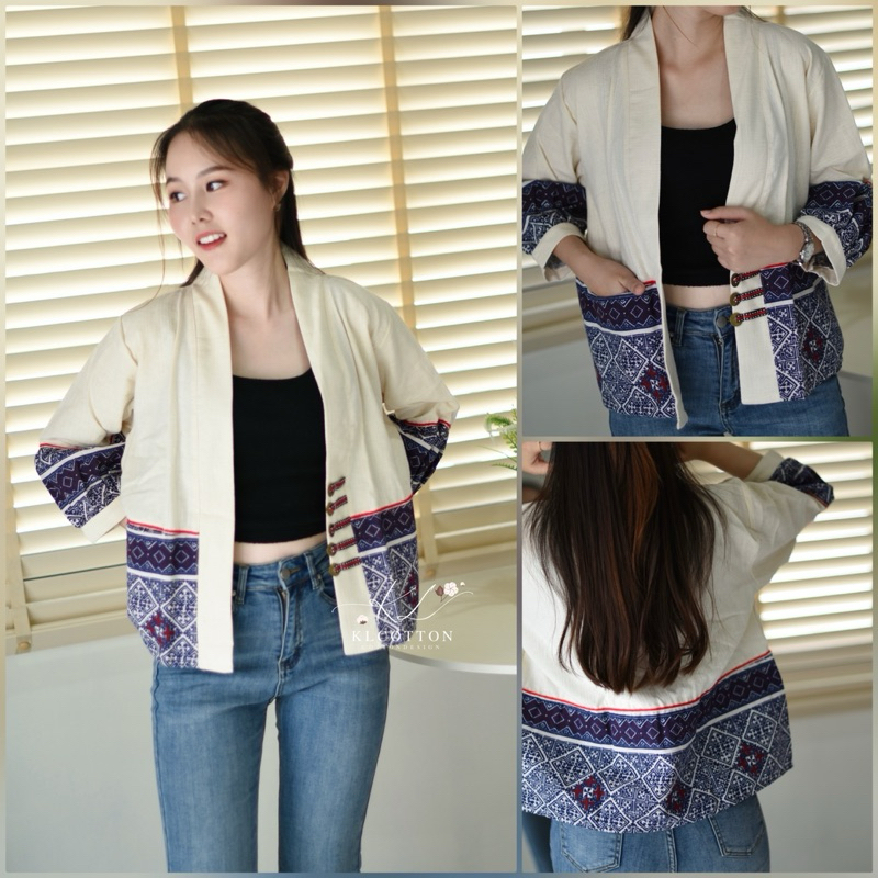 KL01B เสื้อคลุมผ้าฝ้าย แขนบอนลูน