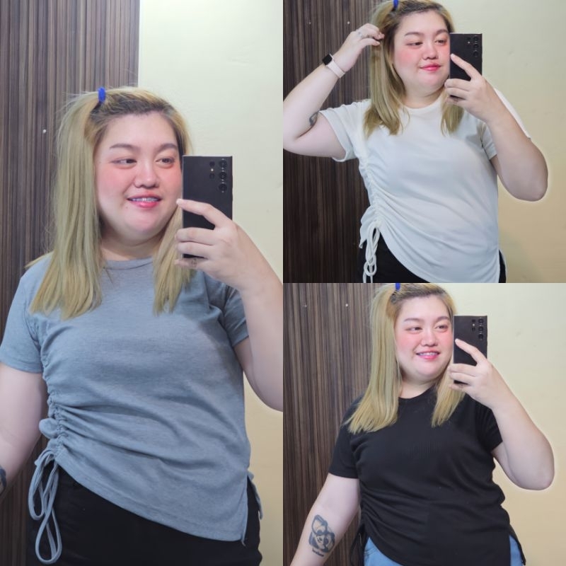 เสื้อสาวอวบ รูดข้าง อก40-50 นิ้ว ผ้าร่องไหมพรมเกาหลี