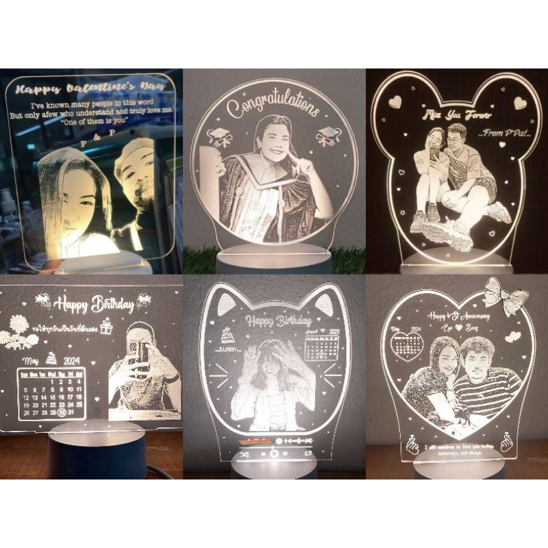 🌟สั่งด่วนส่งไวจ้า🔥โคมไฟแกะสลักรูปเหมือน โคมไฟ 3D อะคริลิค โคมไฟ LED ของขวัญ ของขวัญวันเกิด ตกแต่งห้องนอน รูปมินิมอล