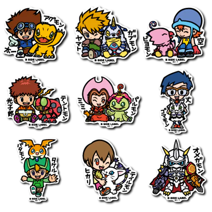 [Direct from Japan] B - SIDE LABEL Sticker Digimon Adventure Japan NEW ( Omnimon , Kari & Gatomon , T.K. & Patamon , Joe & Gomamon , Mimi & Allomo , Izzy & Tentomon , Sora & Piyomon , Matt & Gabumon , Tai & Agumon )