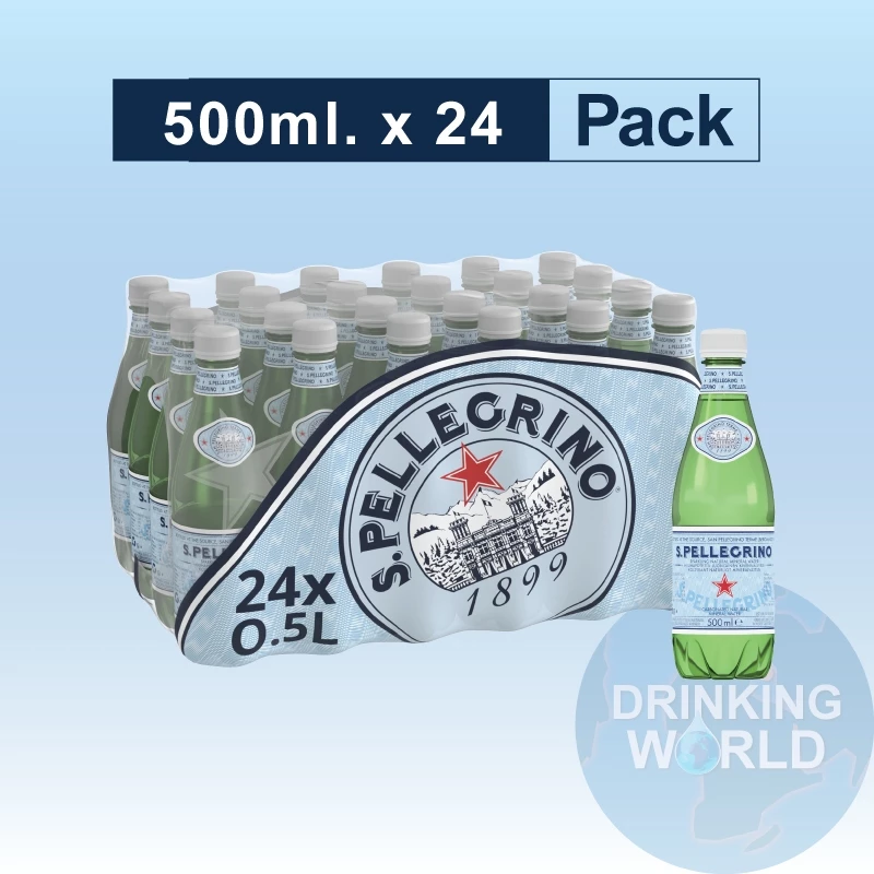 🌟พร้อมส่ง🌟 SanPellegrino Sparkling Mineral Water 500ml x 24 (PET)น้ำแร่อัดแก๊สธรรมชาติ 24ขวด/พลาสติก