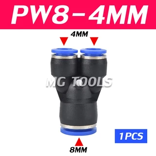 ข้อต่อลม PW ข้อต่อสามทางวายลด สวมเร็ว เสียบสายลม 2 ข้างไม่เท่ากัน fitting 4-12 มิล ราคาส่ง