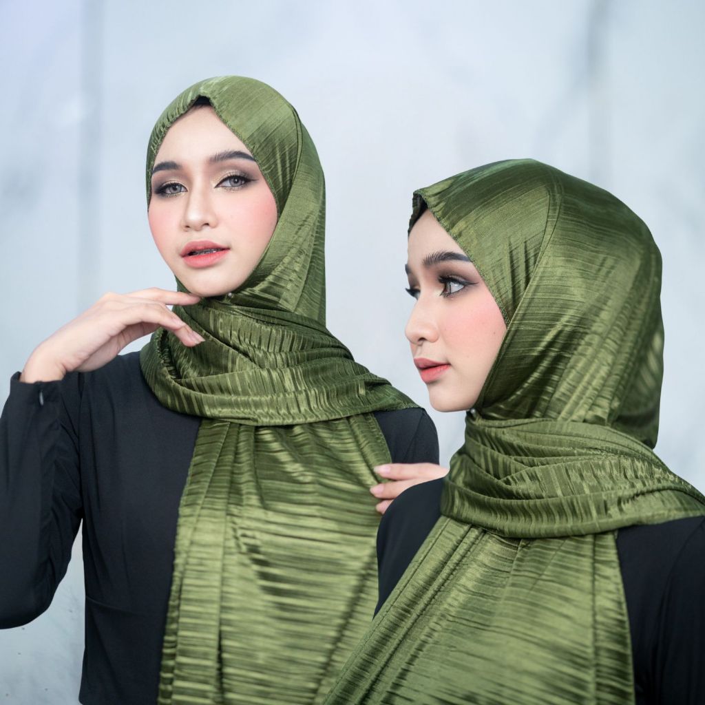 ผ้าพันอัดพลีท ฮิญาบ พร้อมอินเนอร์(คละสีอินเนอร์) ใส่ออกงาน ได้ในชีวิตประจำวัน HL92 วาริสมุสลิม