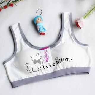 สปอร์ตบราเด็กหญิง เสื้อในเด็ก ลายเเมว 7-12ขวบ มีฟองน้ำ ทรงสปอร์ต สวมใส่ง่าย ใส่สบาย