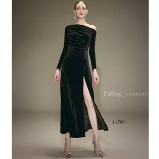 CALLING_COSTUME เดรสแขนยาวปาดไหล่แบบเก๋ เข้ารูปช่วงเอว ใส่แล…