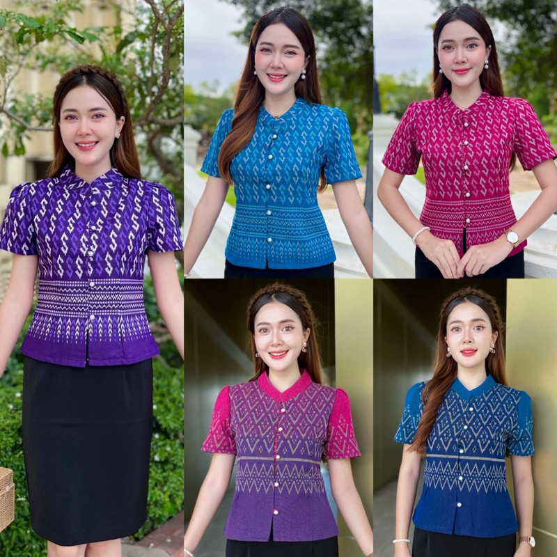 เสื้อผ้าฝ้ายคอจีน ลายขอ