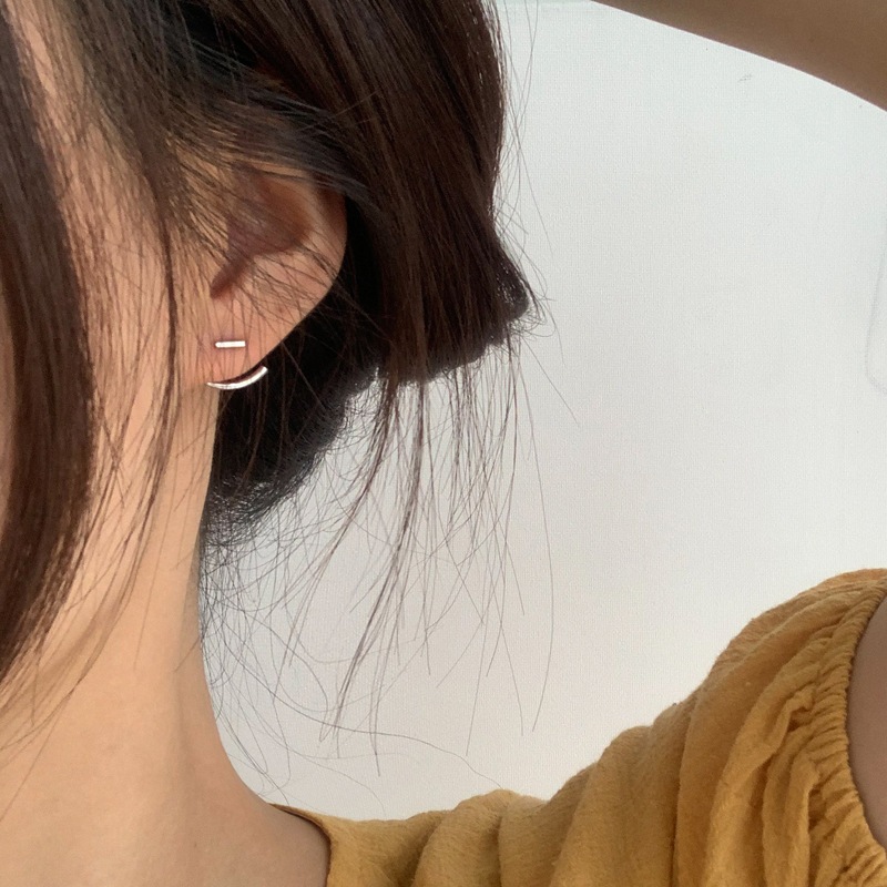 earika.earrings – stick&curve ต่างหูห้อยคล้องก้านเงินแท้ชุบทองคำขาว ใส่ได้ 2 แบบ ผิวแพ้ง่ายใส่ได้ ราคา ถูกที่สุด ดีลบีเคเค แกลเลอรีภาพที่ 3
