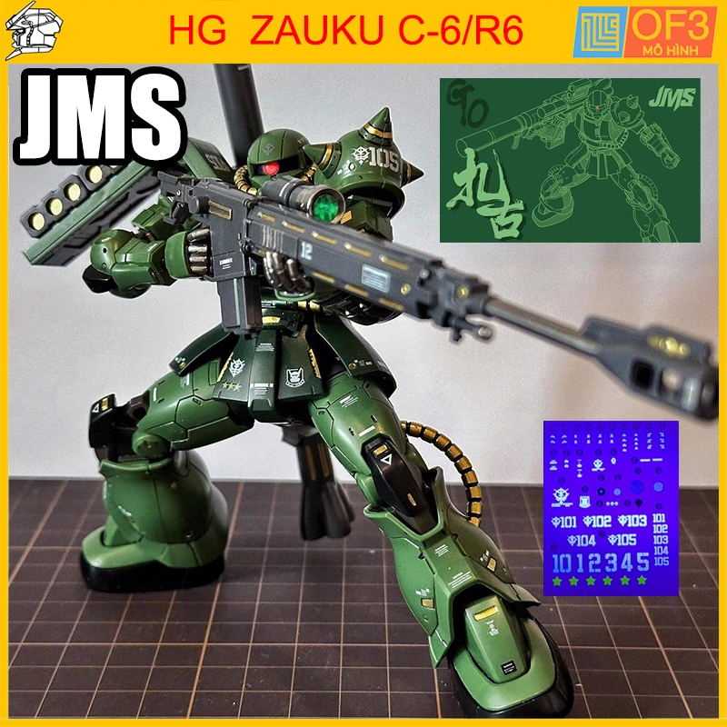 กันดั้ม โมเดลกันดั้ม JMS HG GTO ZAKU II TYPE C-6/R6 Gundam แบบประกอบ