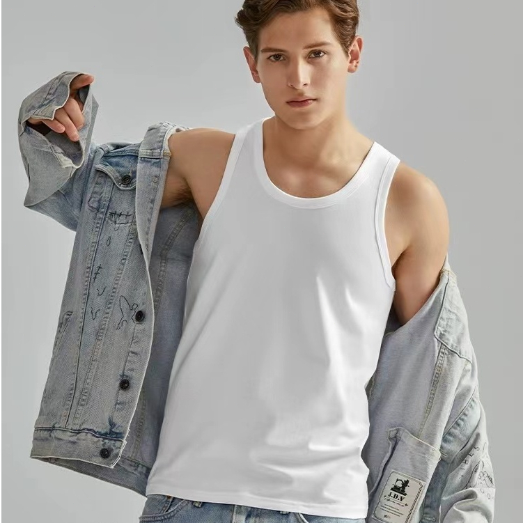 เสื้อกล้ามคนอ้วน 65-180KG เสื้อกั๊ก เสื้อกล้ามผู้ชายไซส์ใหญ่ สีพื้น ผ้ายืดเนื้อดี คนอ้วนก็ใส่ได้ ใส่สบาย คุณภาพดี - รูปที่ 7