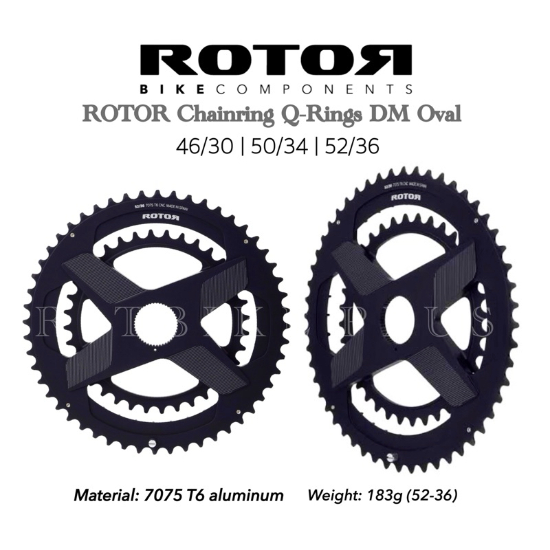(โค๊ดส่วนลด) ใบจาน Rotor Aldhu Q-Rings& NO-Q DM Round Chainring 46/30 50/34 52/36
