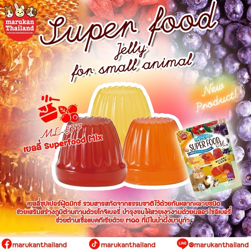 Marukan เยลลี่ Superfood Mix 16กรัมx12ชิ้น ขนมสัตว์เล็ก นำเข้าจากญี่ปุ่น ML577