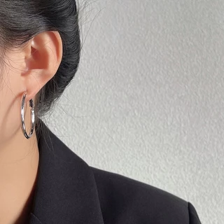 earika.earrings - big hoop ต่างหูห่วงก้านเงินแท้ชุบทองคำขาว ผิวแพ้ง่ายใส่ได้