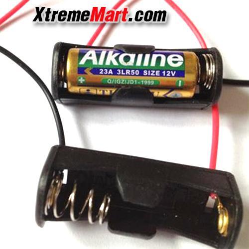 รางใส่แบตเตอรี่ Battery Storage Case Box Holder for 23A A23 Cell Battery 12V Black พร้อมสาย (ชิ้นละ)