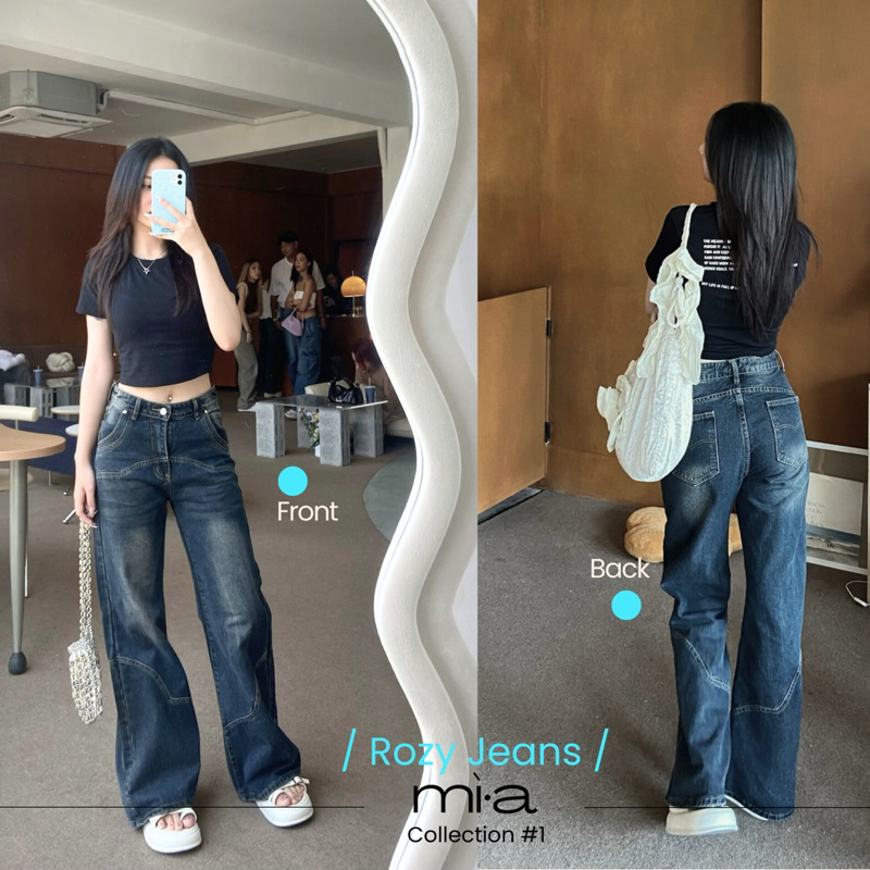 Mia_Rozy Jeans_กางเกงยีนส์เอวสูง ทรงขาม้า พร้อมส่ง