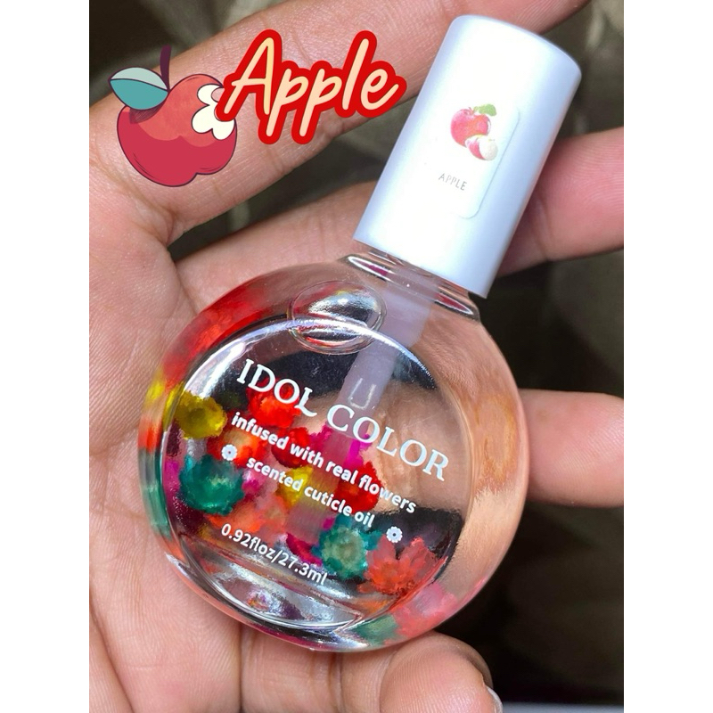 IDOL COLOR ออยดอกไม้✅พร้อมส่ง✅น้ำมันดอกไม้บำรุงจมูกเล็บ  มีดอกไม้แห้งด้านในมีกลิ่นหอม ขวดใหญ่ 27ml