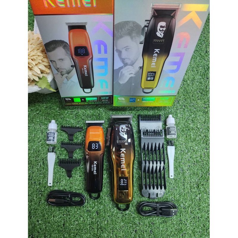 ปัตตาเลี่ยน KM709A+KM263 ชุดครบเซ็ตตัดผม+กันขอบ+แกะลาย มีหน้าจอแสดงแบต
