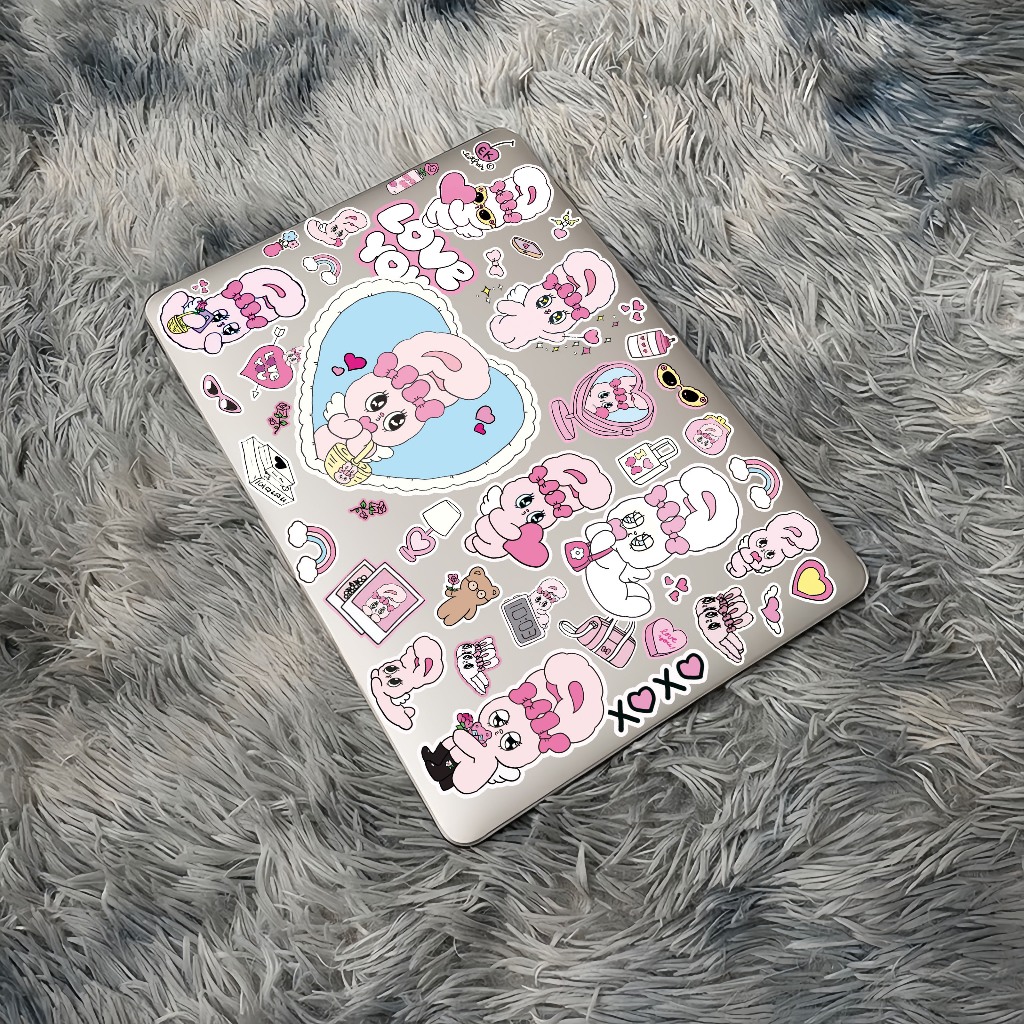 ส่งในพื้นที่ เคสสำหรับแมคบุ๊คใส CUTE BUNNY เคสแม็คบุ๊คลายน่ารัก MacBook Case Air 13 Pro 13 M1/M2 14.2 15.3