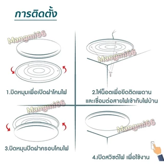 ไฟ LED โคมไฟติดเพดานทรงกลม 24W 36W 48W ไฟเพดาน LED ไฟห้องนอน (แสงขาว)