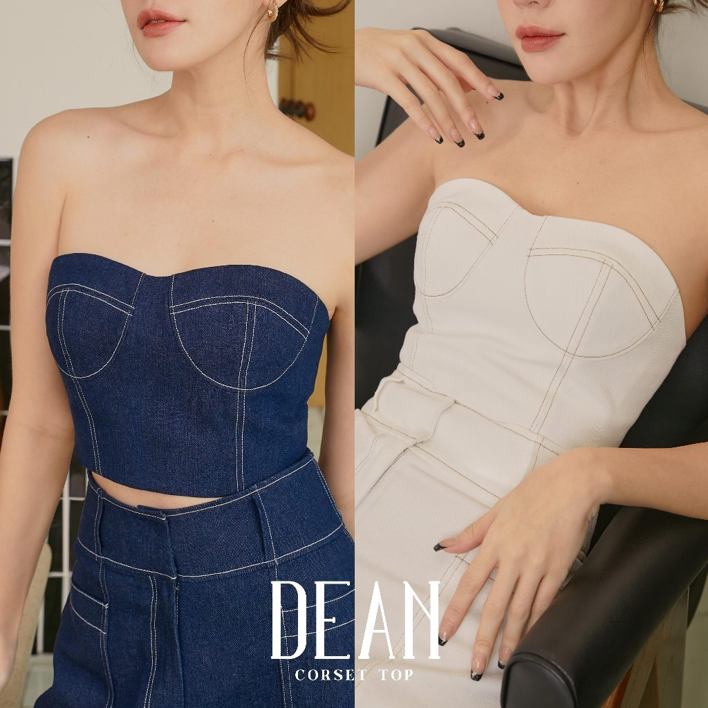 Theblancpale : DEAN Corset Top เสื้อเกาะอก มียางหลัง กระชับทุกอกแน่นอน อก 30-36 ใส่ได้เลยนะค้า