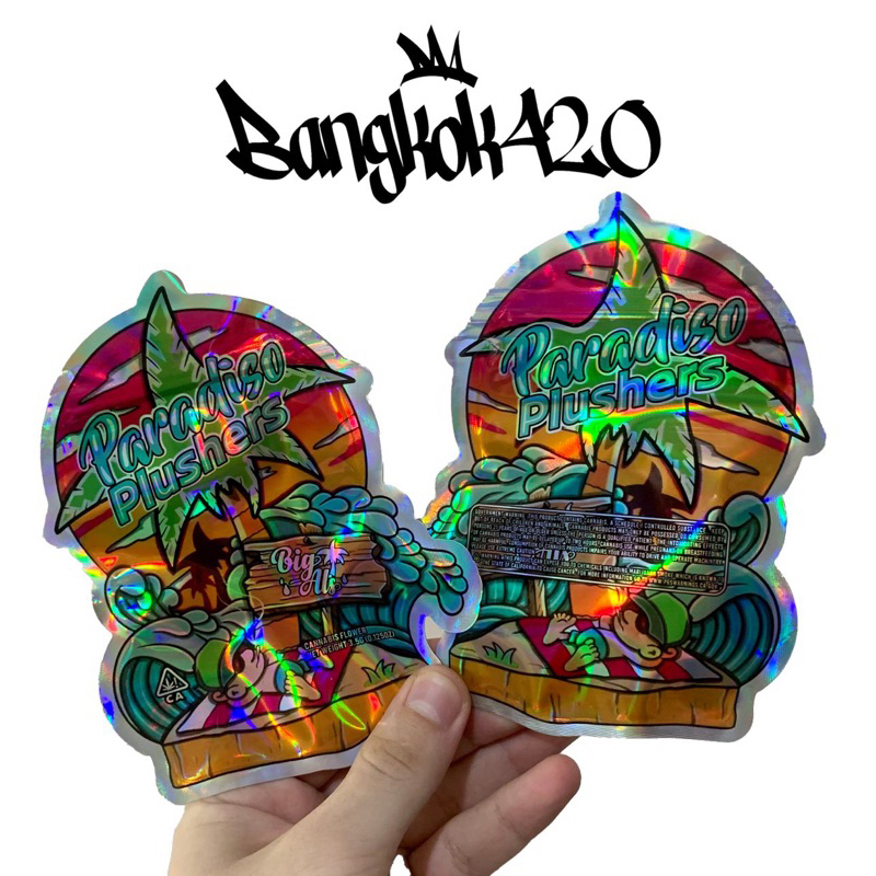 Paradise Plushers Smell proof Mylar zip bags 3.5 grams