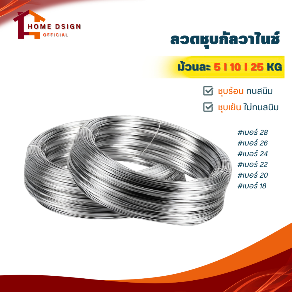 ลวดชุบกัลวาไนซ์ #18 #20 #22 #24 #26 (ม้วนละ 5/10/25KG) ลวดชุบสังกะสี อเนกประสงค์ สำหรับรัดรั้วตาข่ายกับเสา รั้วตาข่าย