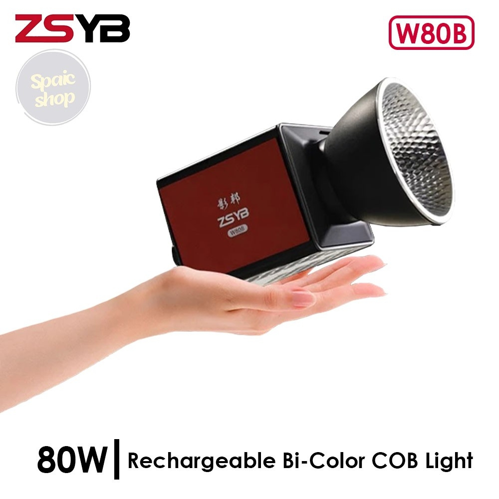 ZSYB 80w Rechargeable Bi-Color COB Light รุ่น W80B  ไฟสตูดิโอ ไร้สาย ใช้งานได้ทั้ง2แบบ แบตเตอรี่ในตั