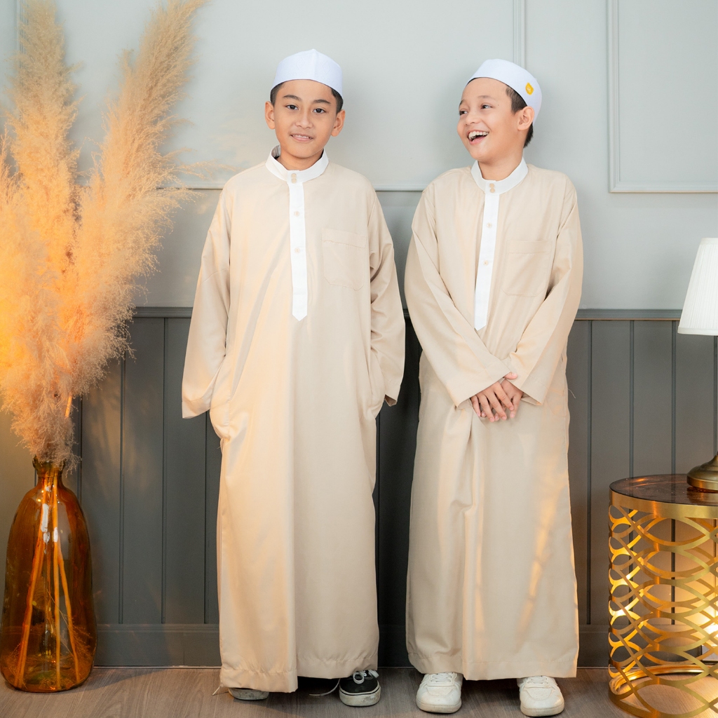 โต๊ปแขนยาว เด็กผู้ชาย งานคอปกทูโทนผ้าพริ้ว มีกระเป๋าข้าง BA36 วาริสมุสลิม - รูปที่ 5