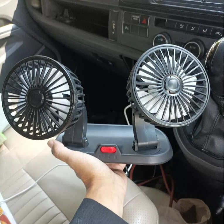 พัดลมติดรถยนต์ สองหัว พับได้ หมุนได้ รองรับ USB 12v 24v เหมาะสำหรับรถยนต์ รถบรรทุก รถจักรยานยนต์ - รูปที่ 3