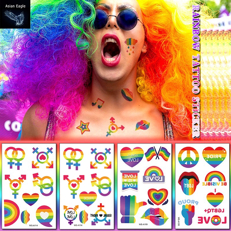 พร้อมส่ง แทคทูสีรุ้ง แทคทู สีรุ้ง รอยสักสีรุ้ง รอยสัก ล้างออกได้ PRIDE LGBT LGBTQ LGBTQA แทททูกันน้ำ สติ๊กเกอร์แทททู