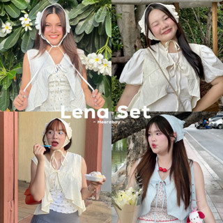 Lena Set เสื้อคลุมแขนกุดผูกอก สาวอวบใส่ได้ แถมผ้าโพก