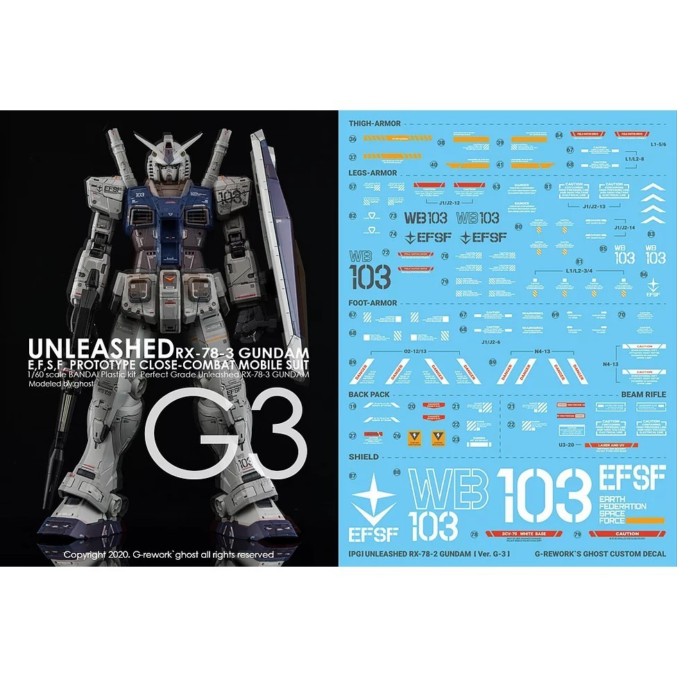 ดีคอลน้ำ Ghost Decal [PG] UNLEASHED RX-78-2 GUNDAM G3 ver