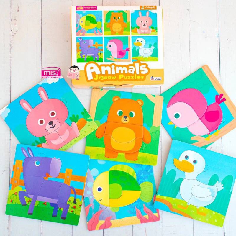 MISBOOK Animals Jigsaw Puzzles จิ๊กซอว์ 3 ภาษา