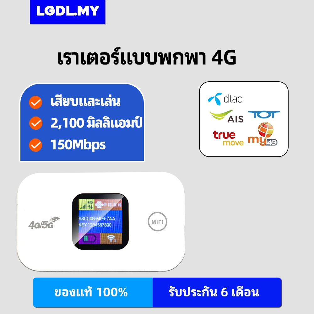 POCKET WIFI 4G/5G รุ่น MF880 *รองรับทุกซิม* ดีไซน์พกพา แบตเตอรี่ขนาด 2100mAh สามารถเชื่อมต่อได้สูงสุด 10 เครื่องพร้อมกัน