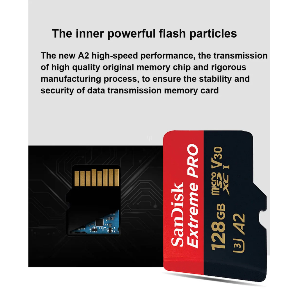 Sandisk Memory Card Extreme PRO microSD Card 64GB/128GB Class10 A2 ความเร็วสูง การ์ดหน่วยความจำการตรวจสอบโทรศัพท์