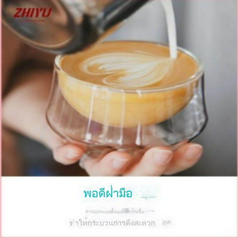 💕Hot Sale💕 KRUVE ถ้วยกาแฟ 2 ชั้น แก้วทนความร้อน บางเบา หรูหรา ลาเต้แก้วเข้มข้น ทรงสูง สกัดจากอิตา