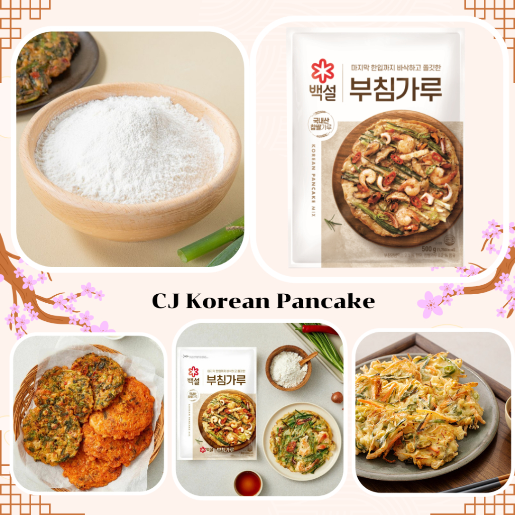 แป้งชุปแป้งทอดแพนเค้กเกาหลี, พาจอน, Korean Pancake Mix มีขนาด 500g., 1 kg. ยี่ห้อ CJ, Ottogi