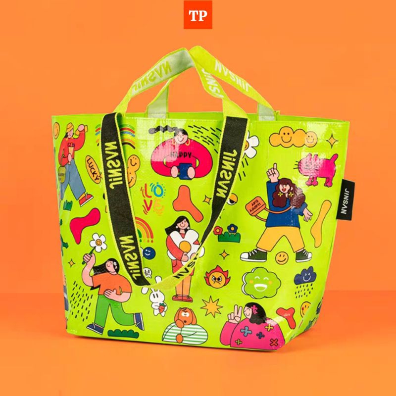 (GIRLS' TIME) Shopping Bag/Woven Bag ถุงช้อปปิ้งกันน้ำ สะพายไหล่และถือ กระเป๋าช้อปปิ้ง กระเป๋ากระสอบ