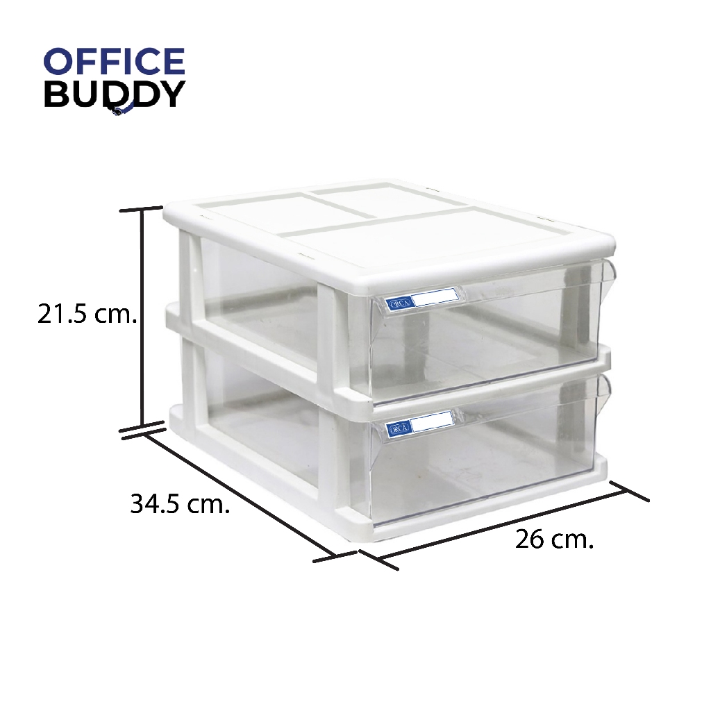 ORCA ออร์ก้า ตู้อเนกประสงค์ ใส่ A4 ได้ รุ่น SCB-2BB โครงขาวทึบ ลิ้นชักขาวใส