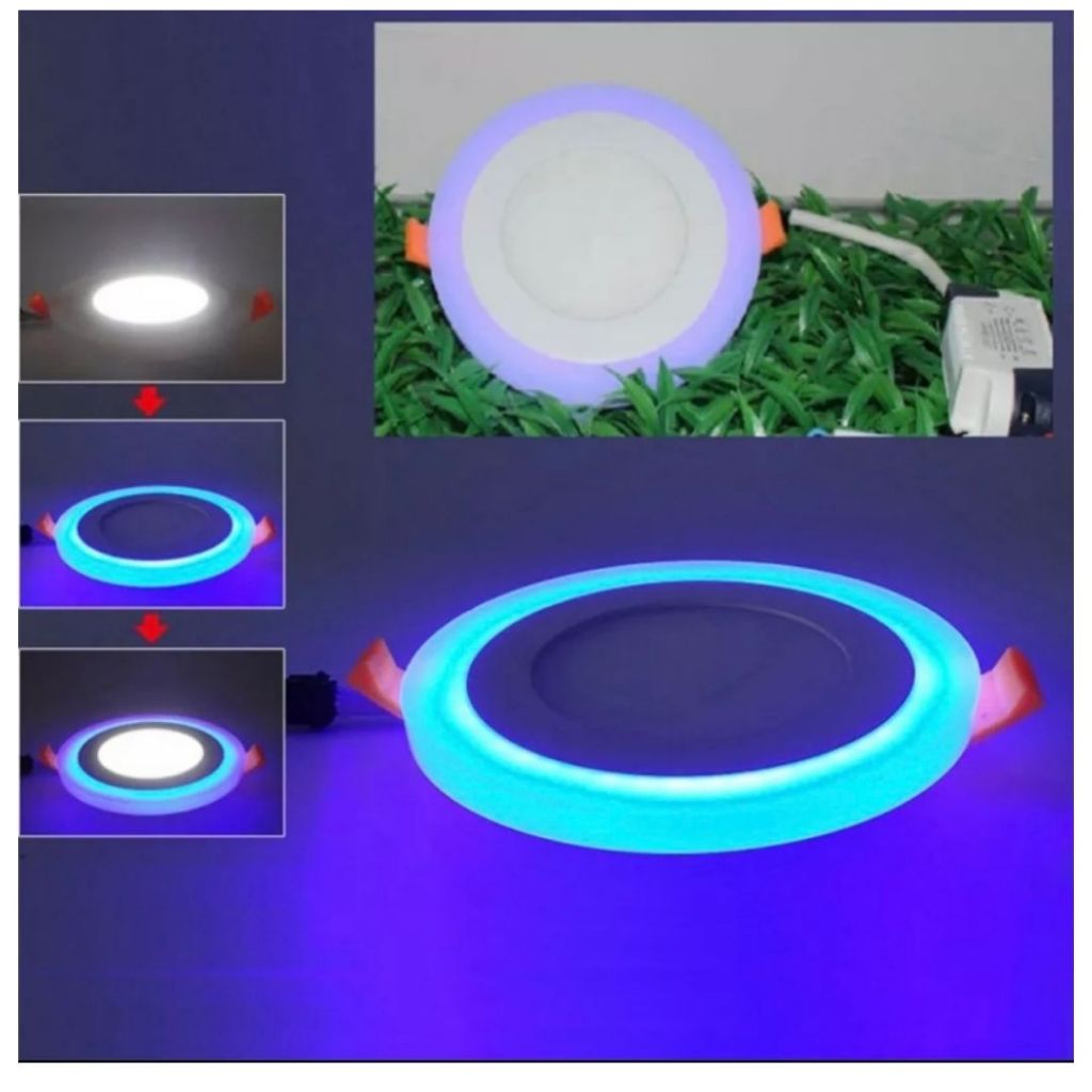 โคมไฟดาวน์ไลท์ LED ดาวไลท์ ดาวน์ไลท์ฝังฝ้า โคมไฟติดเพดาน แบบกลม แบบเหลี่ยม 18 วัตต์ แสงสีขาว+ฟ้า