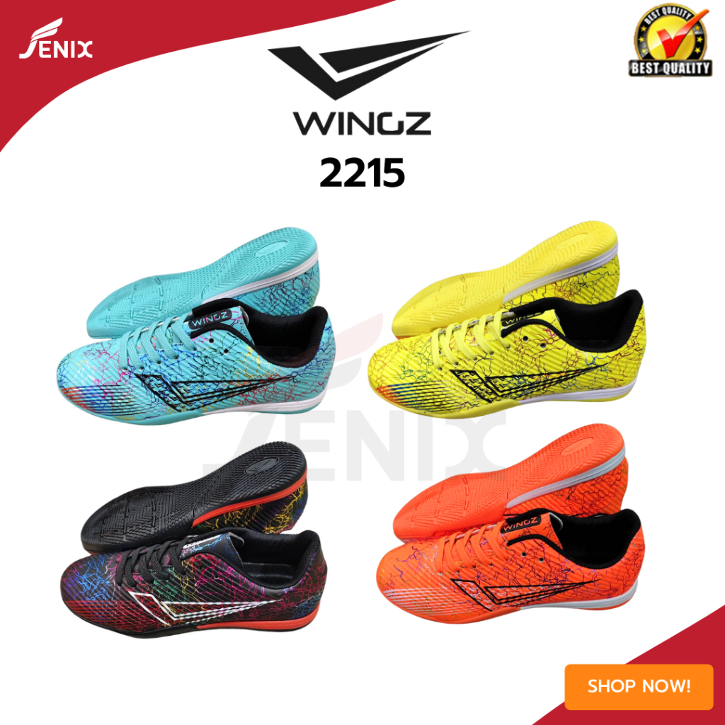รองเท้าฟุตซอล Wingz WZ2215 รองเท้าฟุตซอลหนังสังเคราะห์ น้ำหนักเบา เหมาะสำหรับสายสปีด บนพื้นปูน พื้นปาเก้