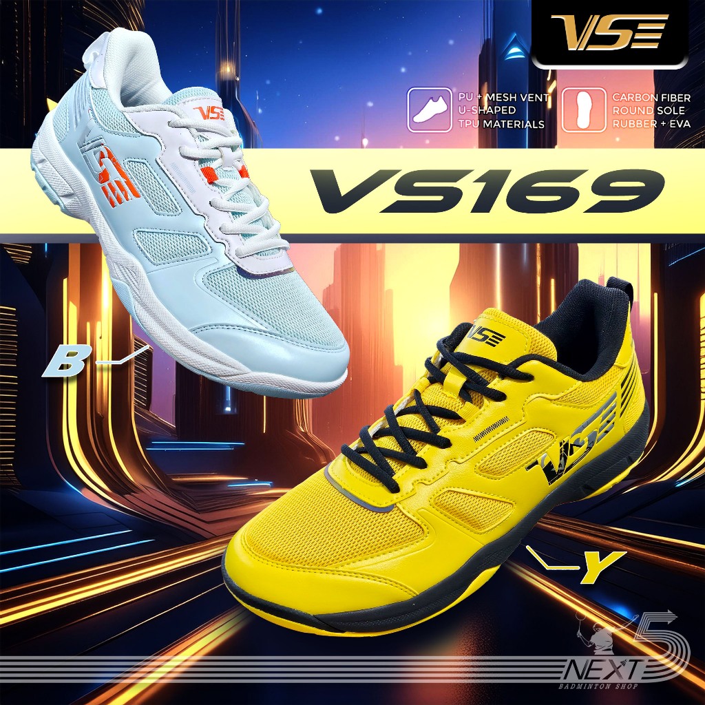 VS รองเท้าแบดมินตัน รุ่น VS-169B/Y สีขาว-ฟ้า และ เหลือง-ดำ